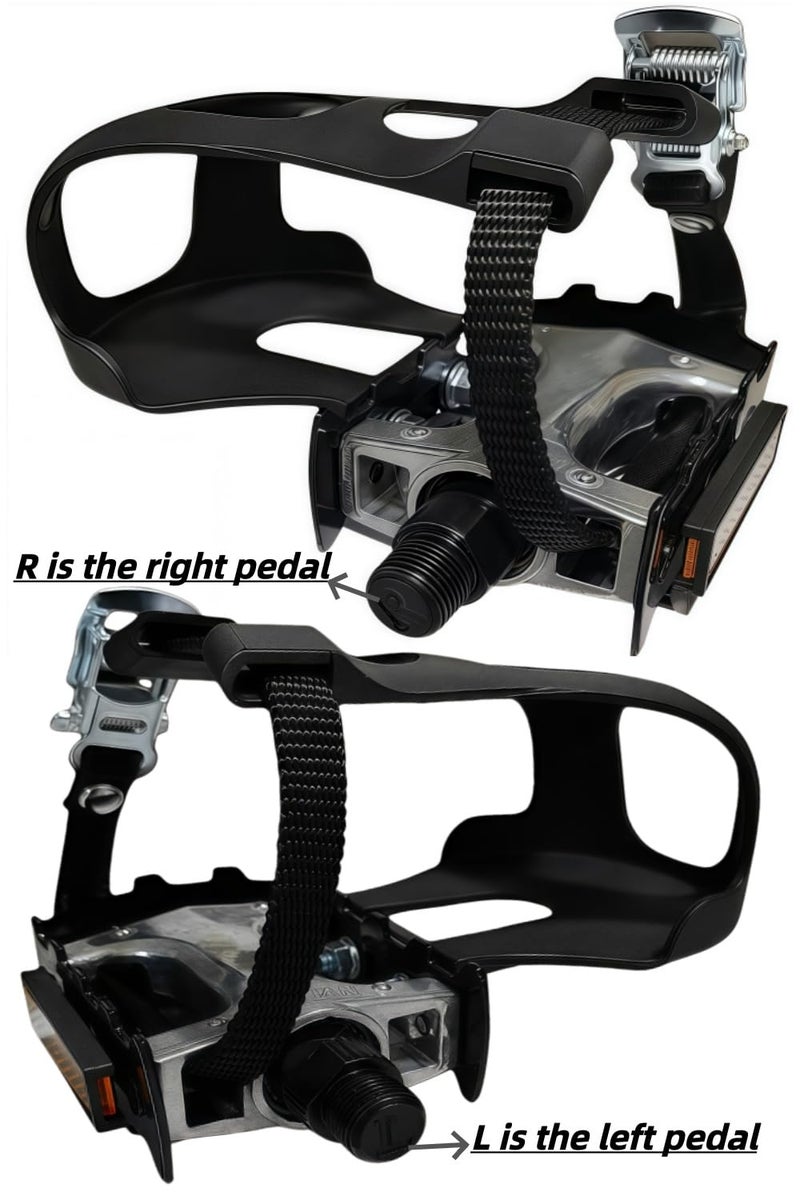 YBEKI Pro-Grade Spin Bike Pedals with Toe Clips & 4D Adjustable Straps - 9/16" Alloy Spindle for Mountain Road Bikes/Peloton/Schwinn/Sunny Bikes | 500lb Load Capacity + 12-Month Warranty - Image 4